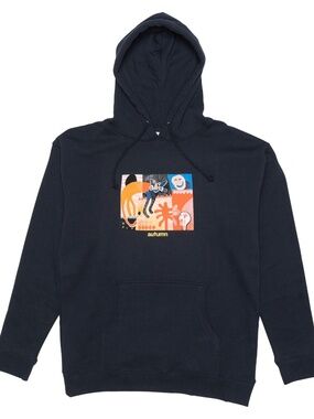Navy Hoodie with Color Graphic
